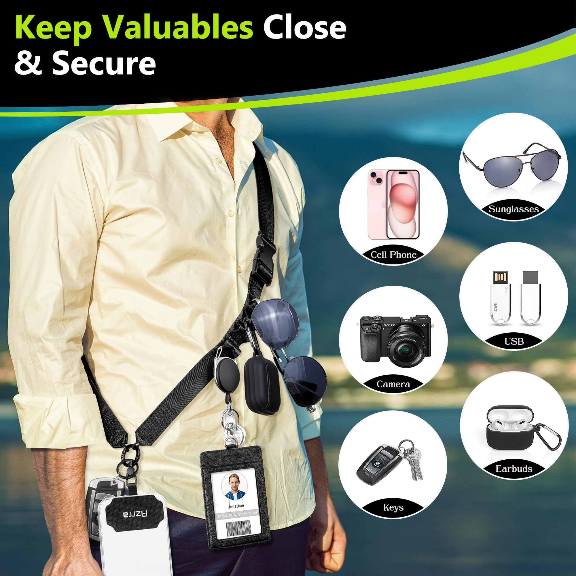 Amazon.com: Azrra Adjustable Crossbody Cell Phone Lanyard for